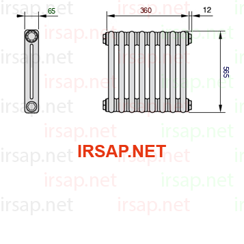 чертеж радиатора Irsap Tesi 20565-0820565-8-23-01